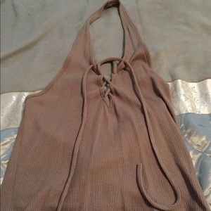 Kendal and Kylie lace up halter crop top